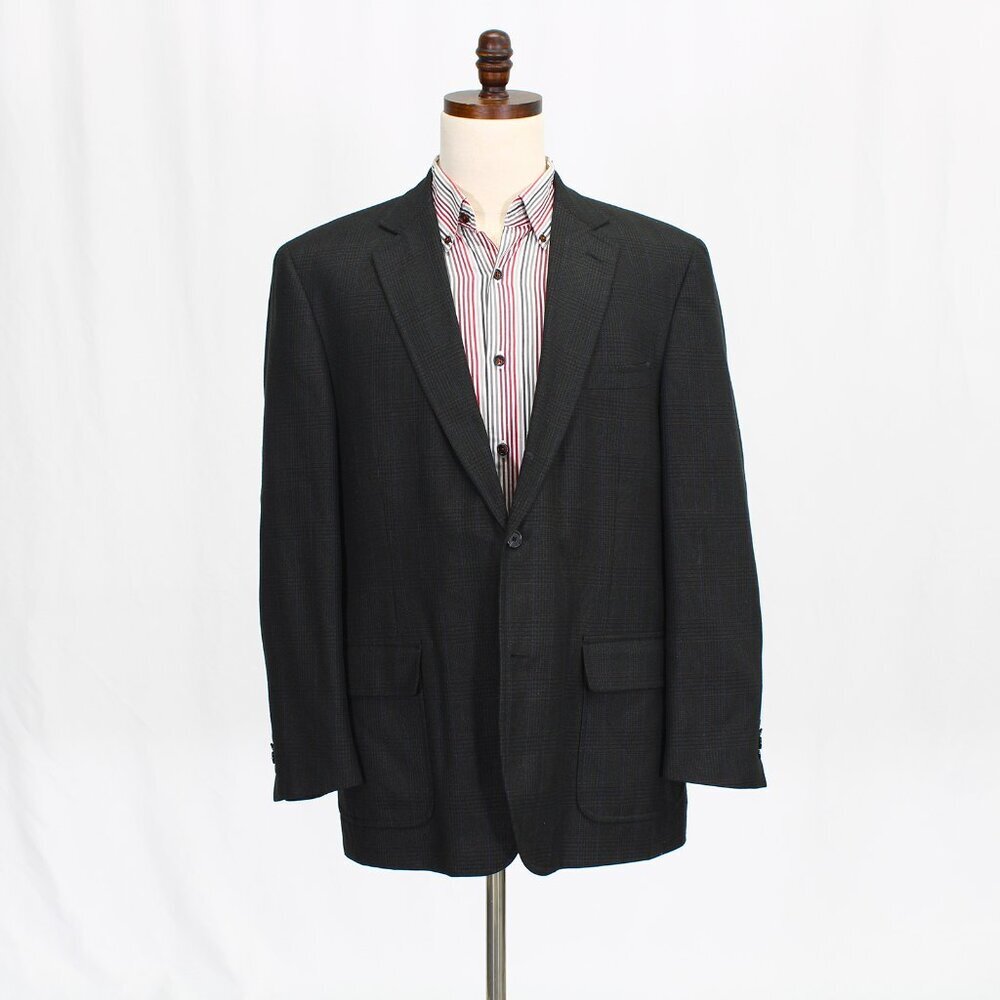 Kenneth Roberts Elbow Patch 44R Brown Check Sport Coat Blazer Jacket P280